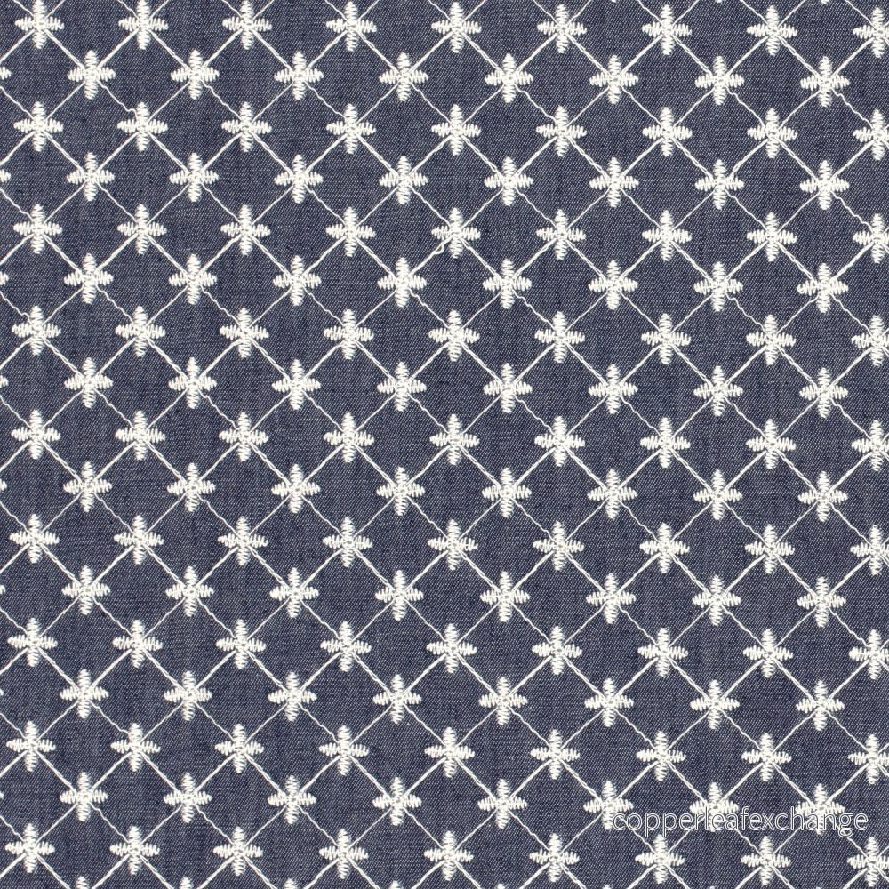 Broderad Denim, Jeans - Floral - Bomull - Mörkblå - Bild 2