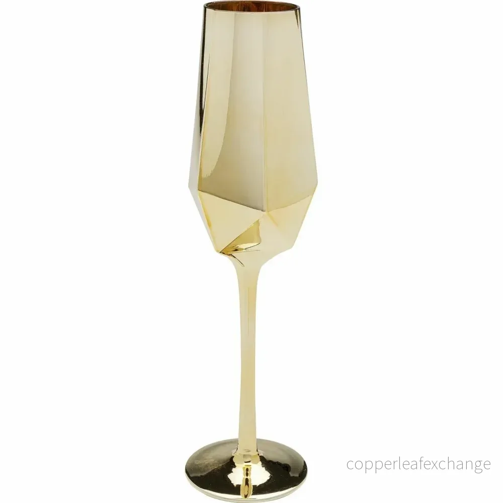 KARE komplett 4 champagneglas DIAMOND 365 ml guld - Bild 2