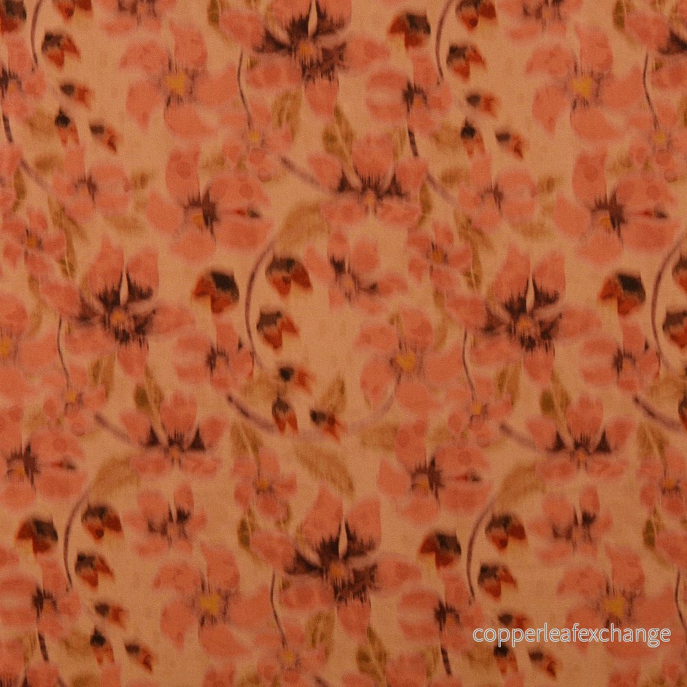 Patterned – Viscose – Flowers – Mist – Orange – 0006