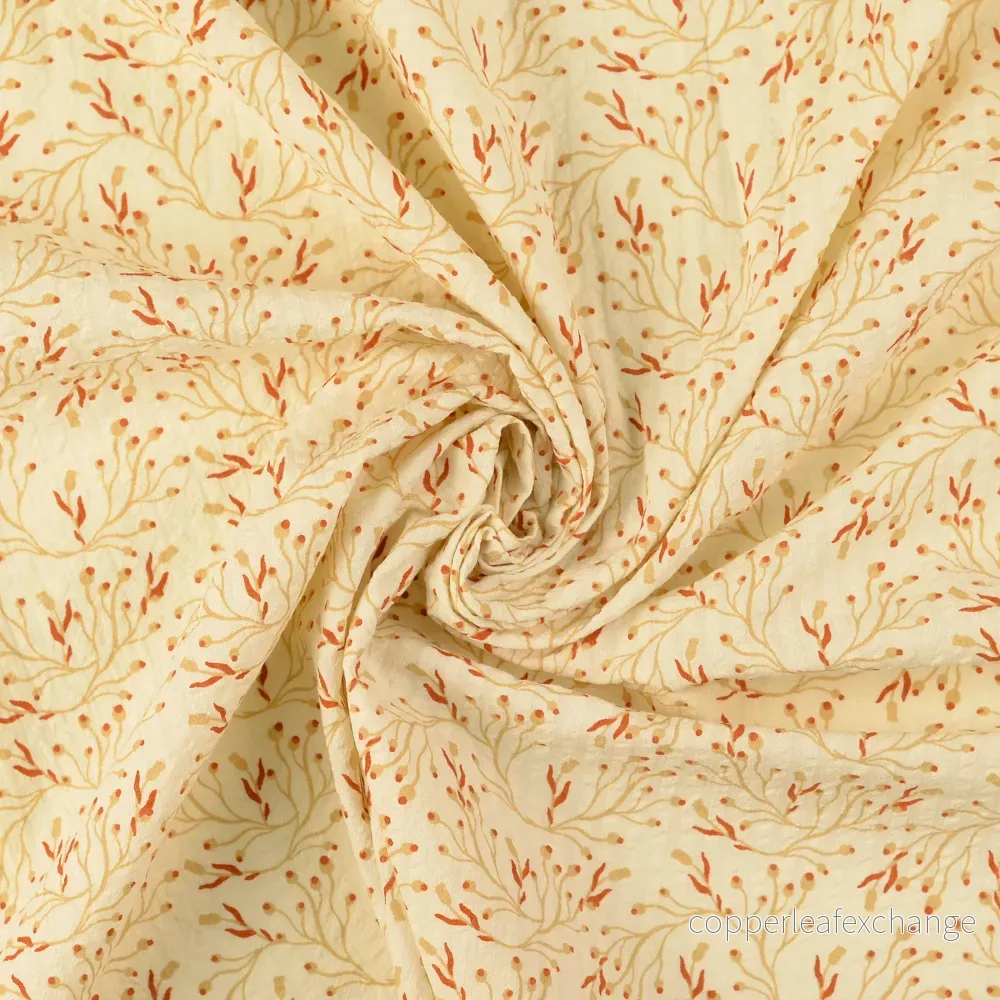 Patterned – Cotton – Seersucker – Flowers – Beige – 0018