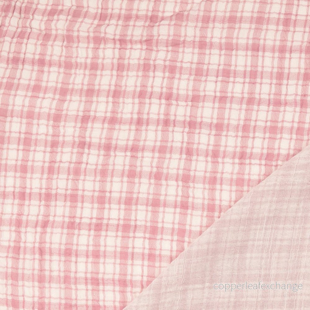 Patterned Muslin - Double Gauze - Checks - Pink - Bild 2