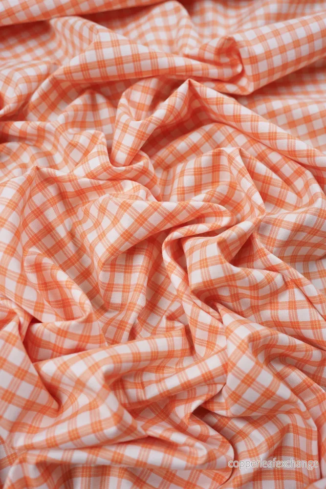 Deadstock – Shirt Fabric – Cotton – Check – Incredibly Soft – Orange – DS129