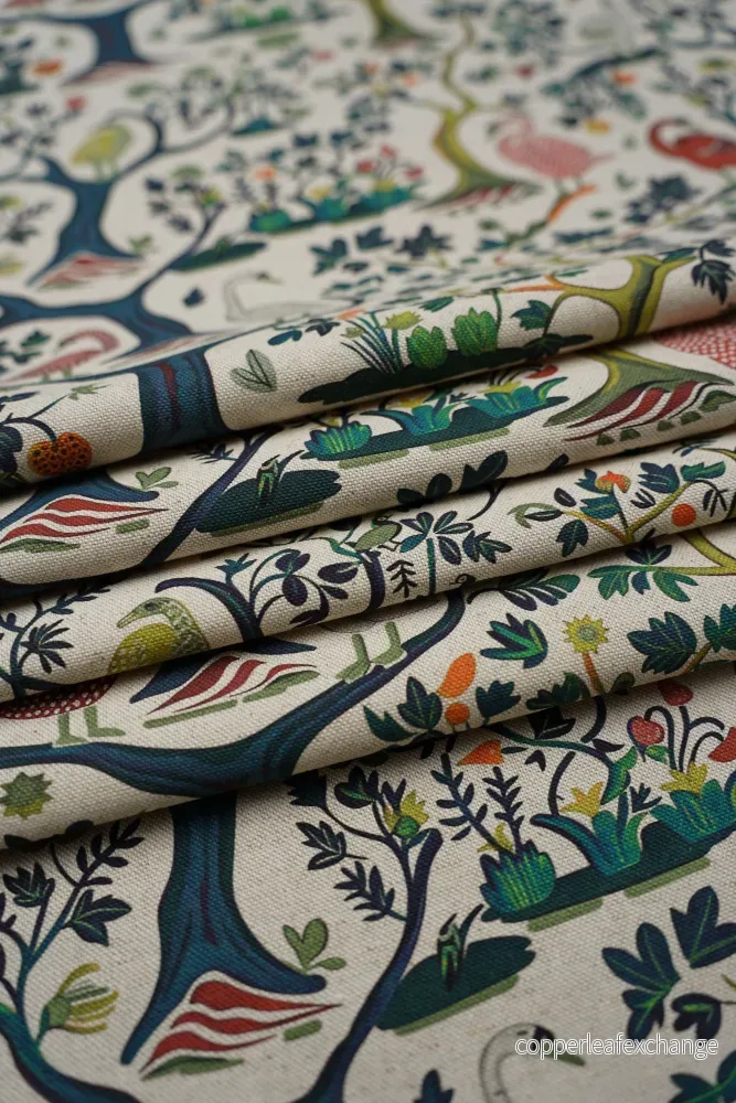Jugend – Patterned – Upholstery fabric – Curtain fabric – Swan lake – Blue