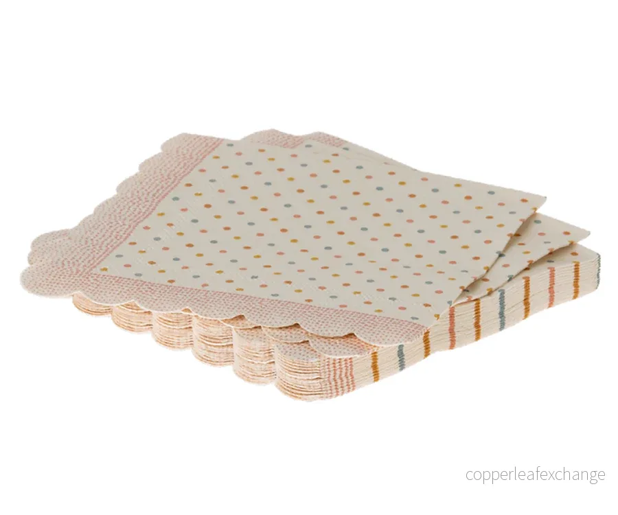 Maileg – Servetter prickiga rosa, multi dots prickar, 16 st papperservetter - Bild 3
