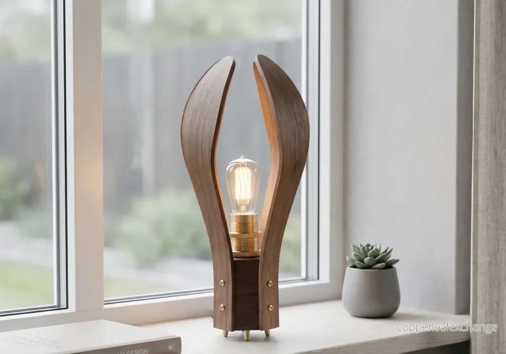 Elegant bordslampa i valnöt Valnötsblomman