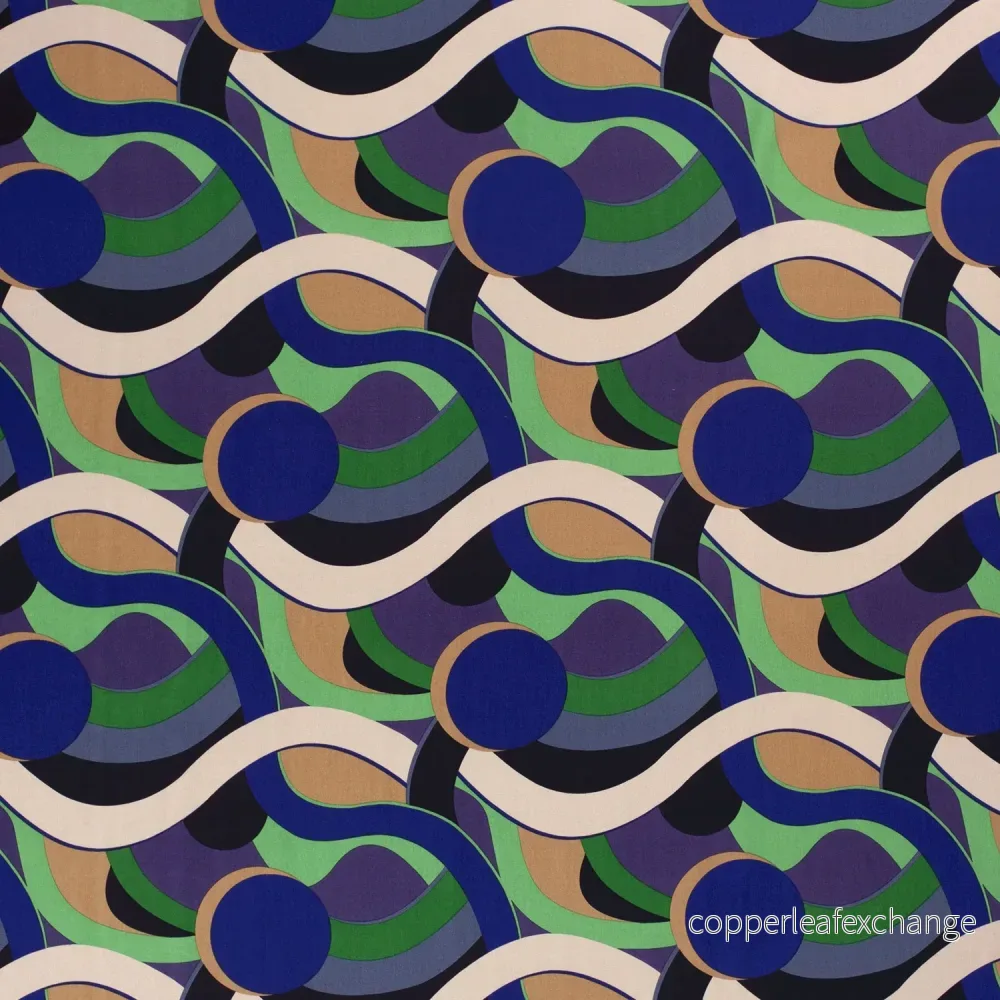 Viscose Poplin Abstract Cobalt