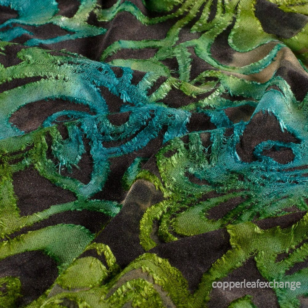Burnout Jacquard - Tie Dye - Flowers - Green - 025 - Bild 3
