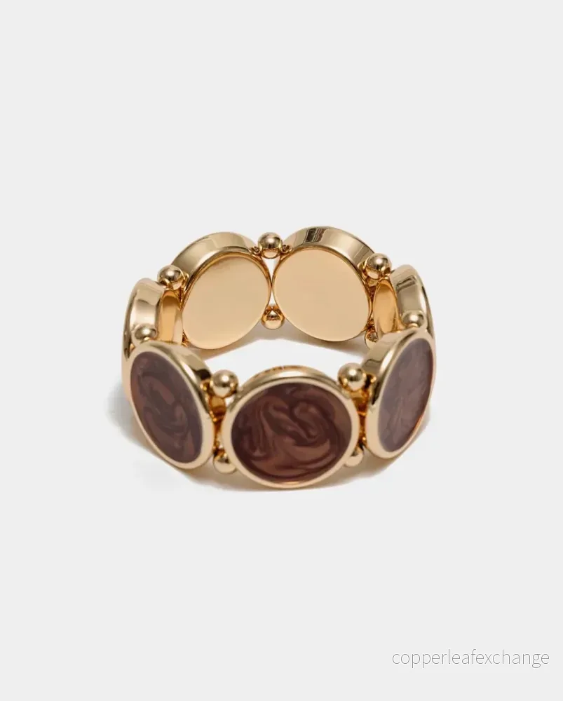 Ava Pearl Elastic Bracelet Dark Brown