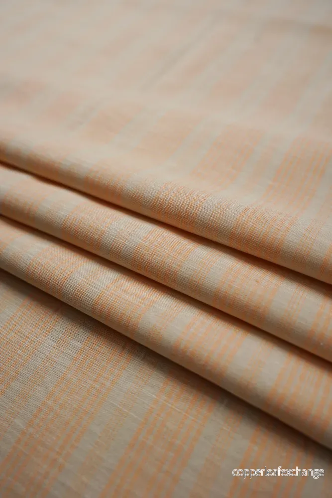Deadstock – Shirt fabric – Cotton – Linen – Stripe – Orange, beige – DS203