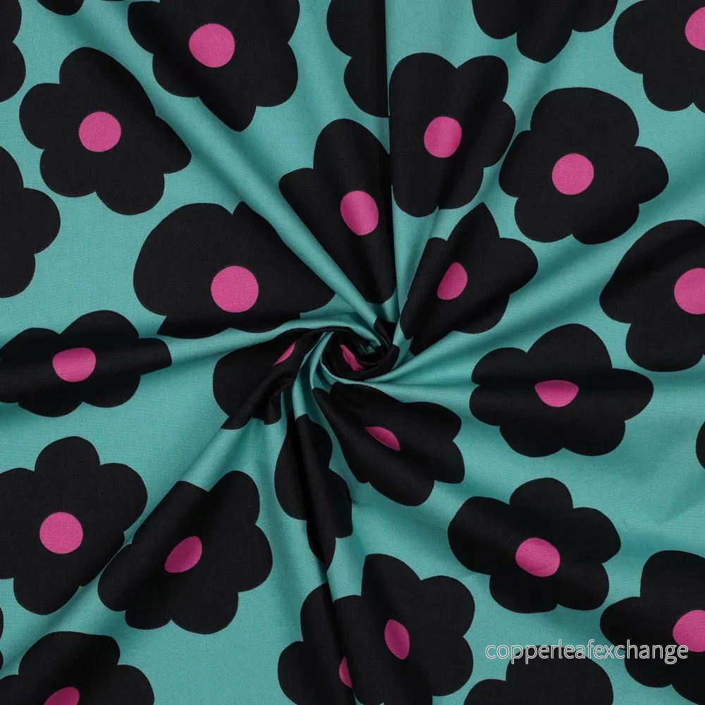 Nerida Hansen - Fine Poplin - Big Flower - Cotton - Sea Blue - Bild 3