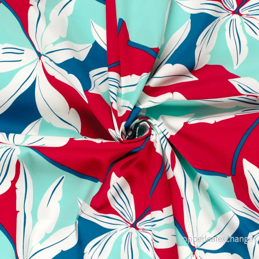 Patterned – Cotton satin – Large floral – Red – 006 Patterned – Cotton satin – Large floral – Red – 006