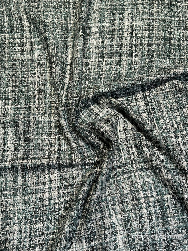 Italian Jacket Fabric – ”Chanel-Look” – Viscose – Grey, Green (A)