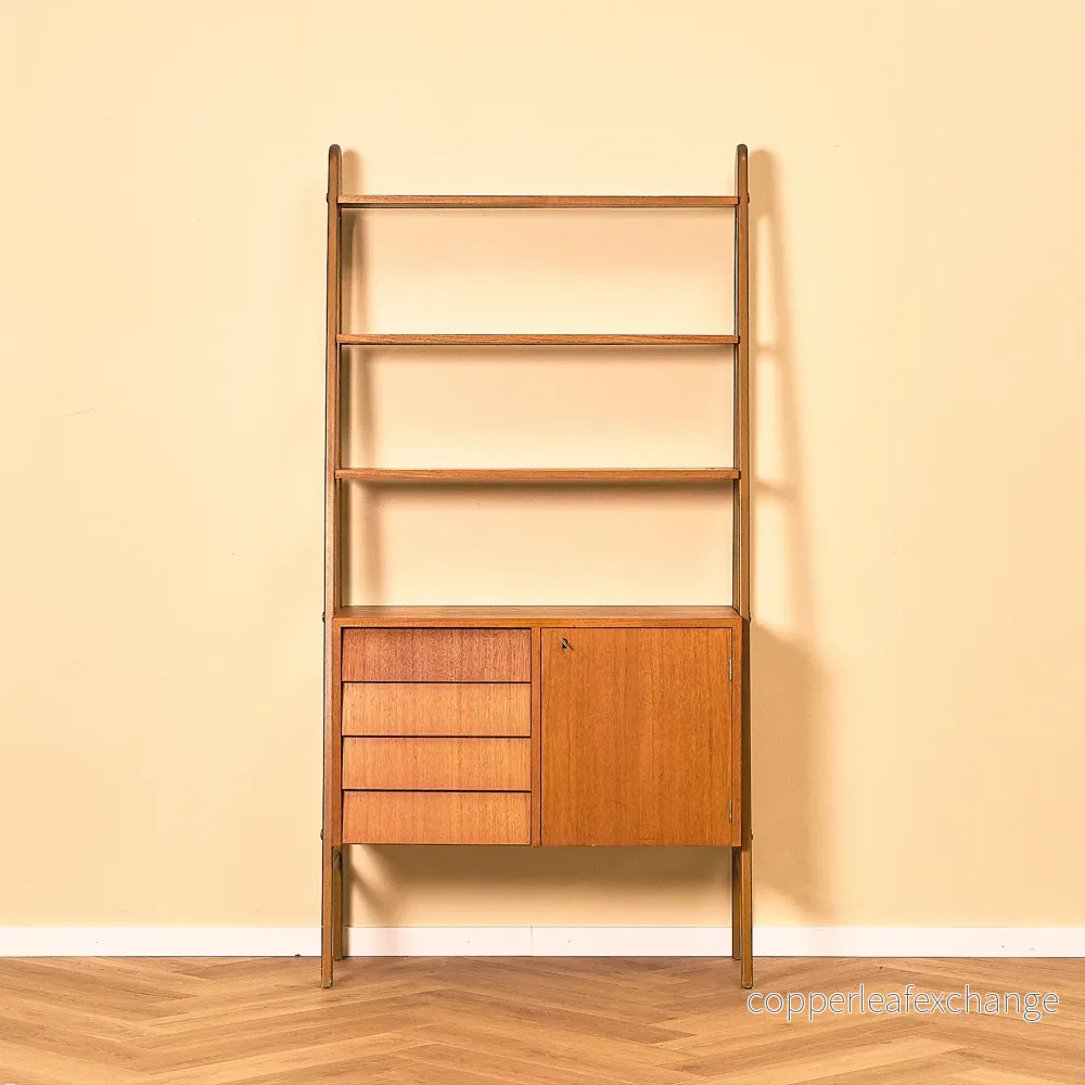Swedish bookshelf in teak and beech
