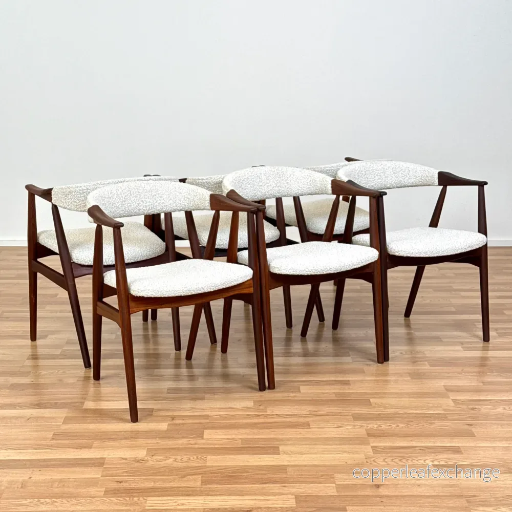 Set om 6 matstolar, modell 213, av Th. Harlev för Farstrup Møbler, 1950-60-tal, Danmark