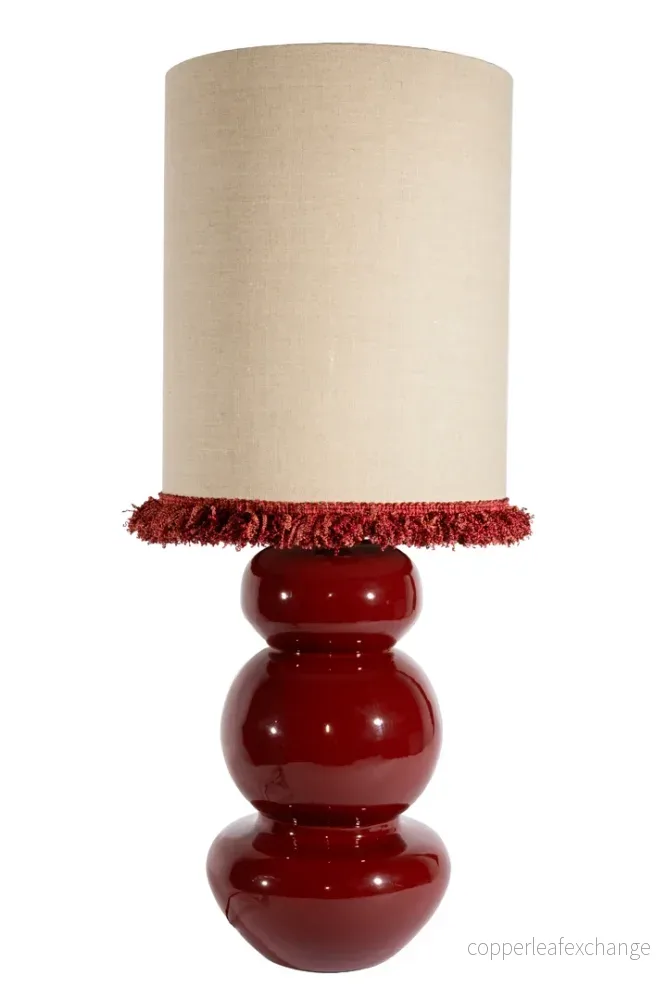Lampskärm Cylinder D29 lin frans vinröd - Bild 3