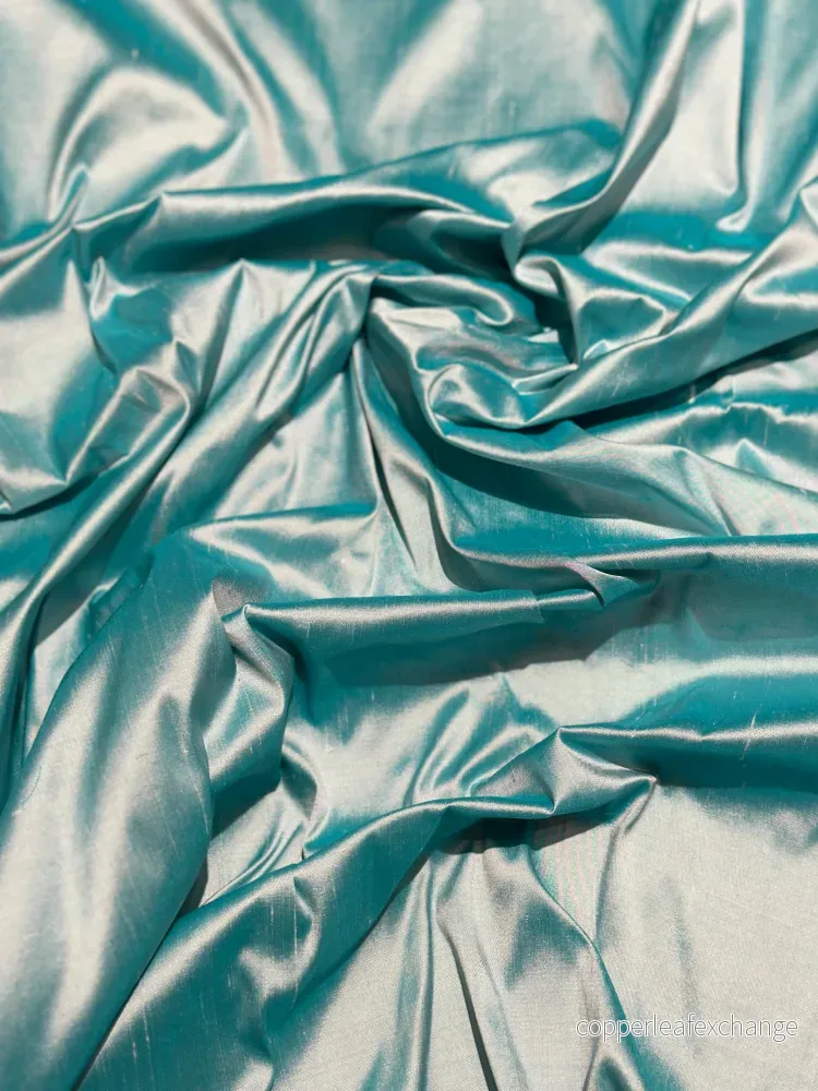 Thai silk – Structure – Turquoise – White – Ice