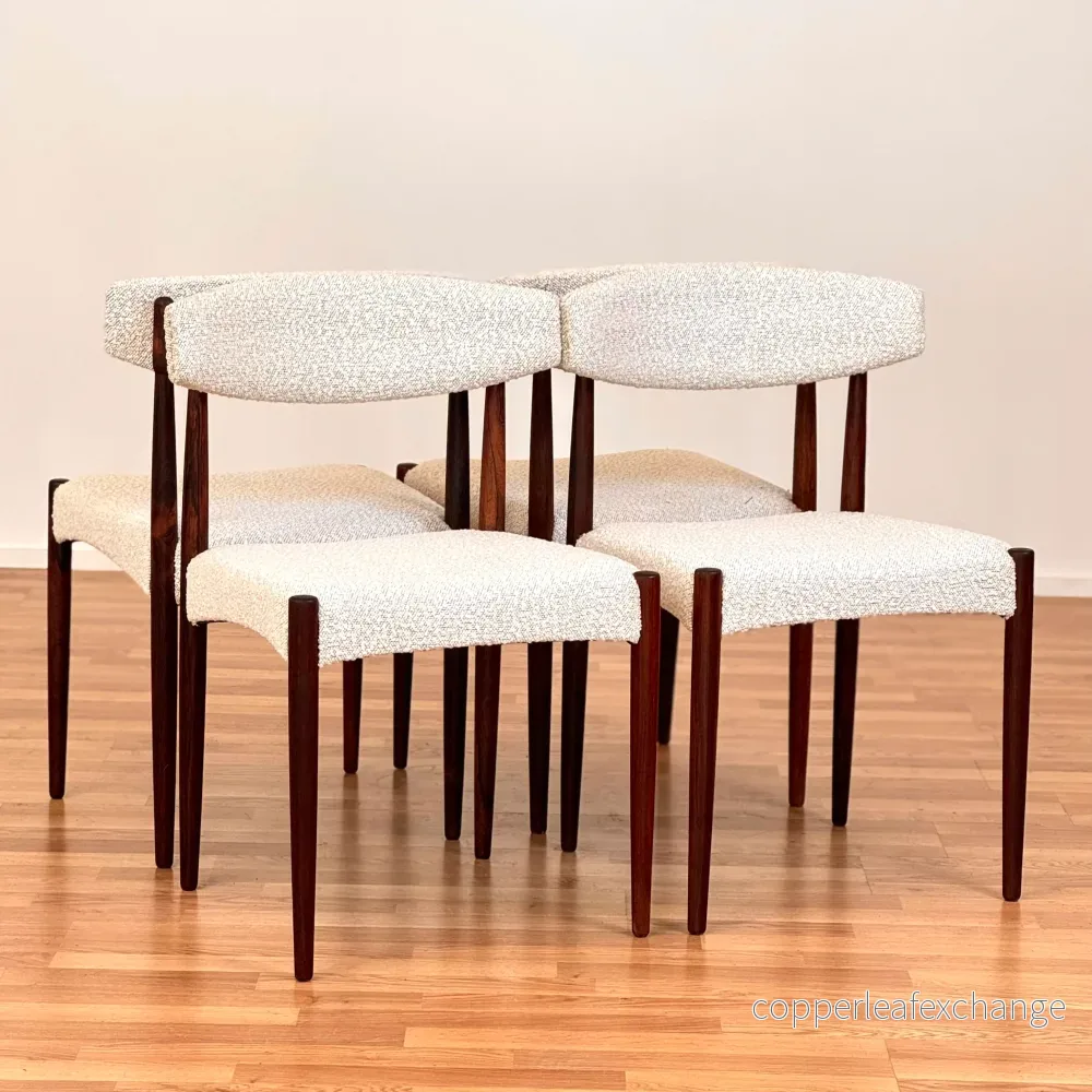 Set om 4 matstolar i rosenträ, 1950-60-tal, Danmark