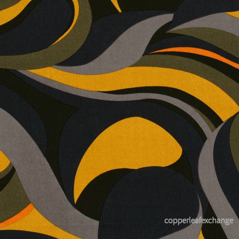 Patterned Viscose - Poplin - Abstract - Navy