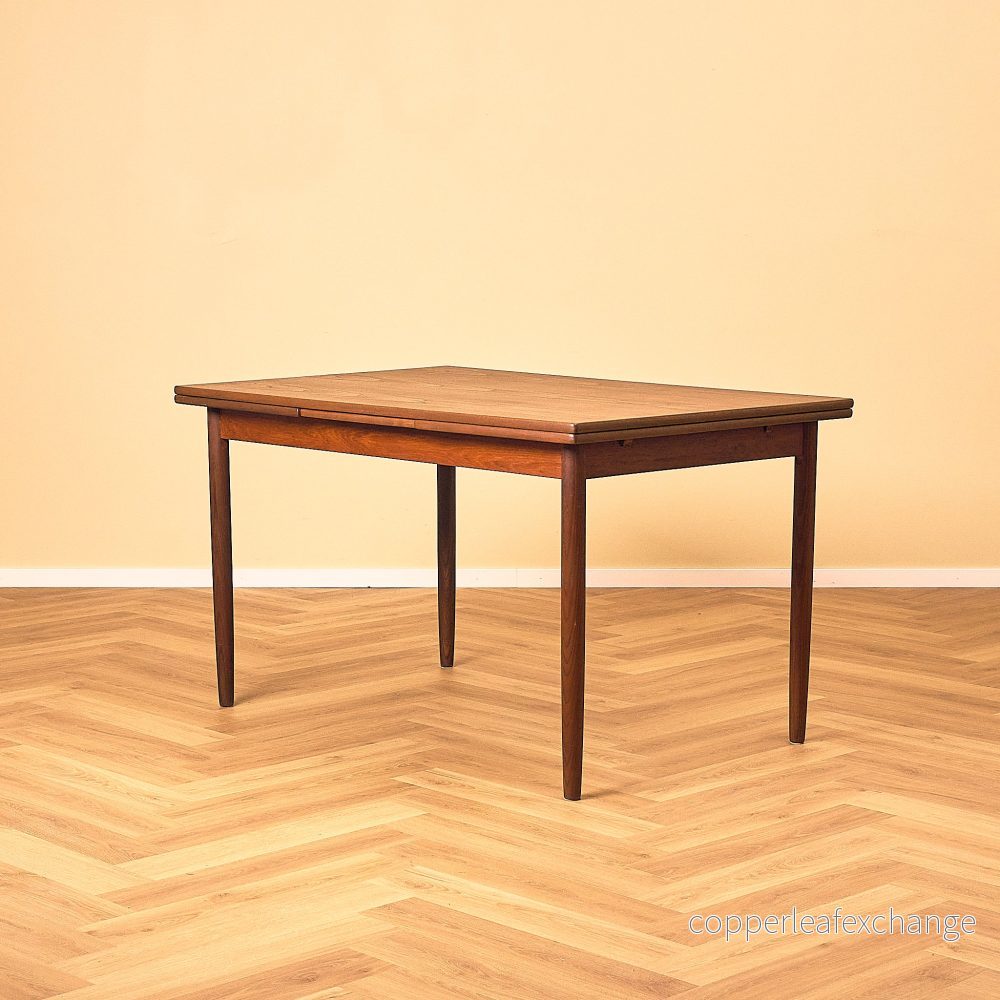 Danish Teak and Walnut Dining Table with Pull-out Leaves