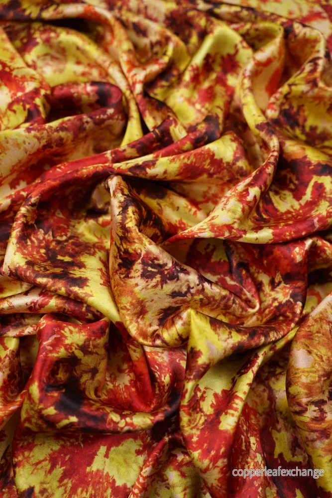 Silk satin – Orange, Yellow – Flaming amber Silk satin – Orange, Yellow – Flaming amber