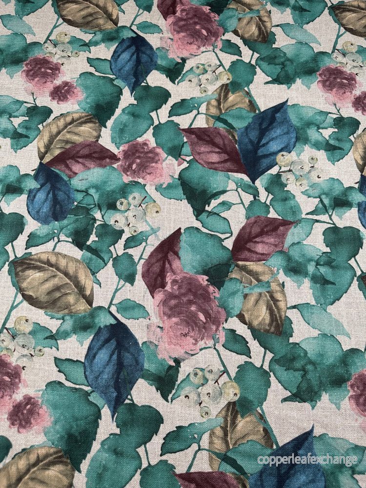 Patterned Curtain Fabric in Watercolor Motif – Linen, Viscose – Blue, Green Patterned Curtain Fabric in Watercolor Motif – Linen, Viscose – Blue, Green