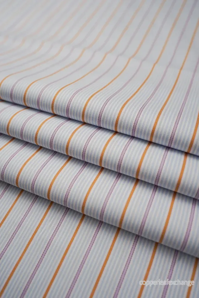 Deadstock – Shirt Fabric – Cotton – Stripe – Blue, Purple, Ocher – DS213 Deadstock – Shirt Fabric – Cotton – Stripe – Blue, Purple, Ocher – DS213