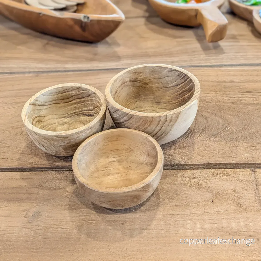 Bali Teak Godisskålar – Set om 3 | Handgjorda i Teak - Bild 2