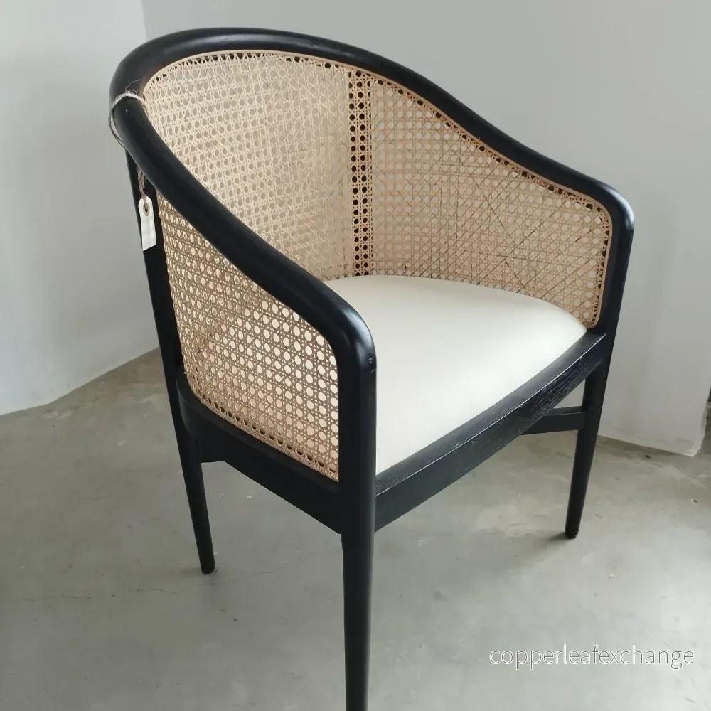 DANISA Armstol i Teak med Naturflätad Rotting – Elegant Fåtölj för Inomhus - Bild 3
