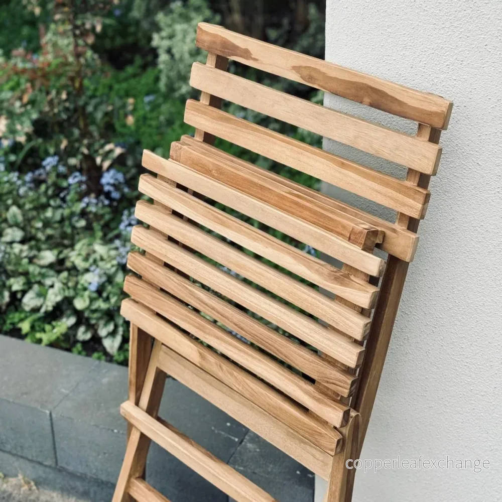 PARIS CAFÉ SET i Återvunnet Teak – Hopfällbart Bord & 2 Stolar - Bild 3
