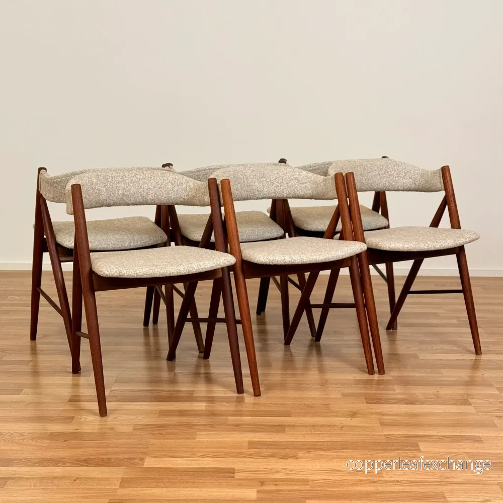 Set om 6 matstolar i teak, 1950-60-tal, Danmark