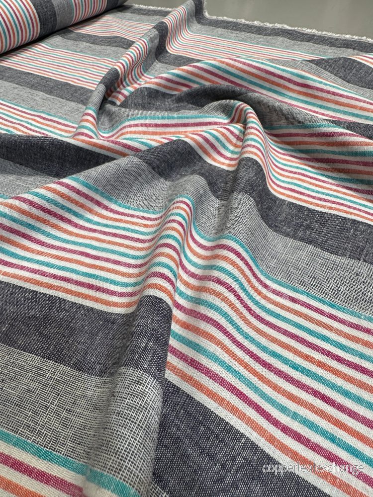 Deadstock – Linen – Viscose – Stripe – Gray – Multicolor – LB8