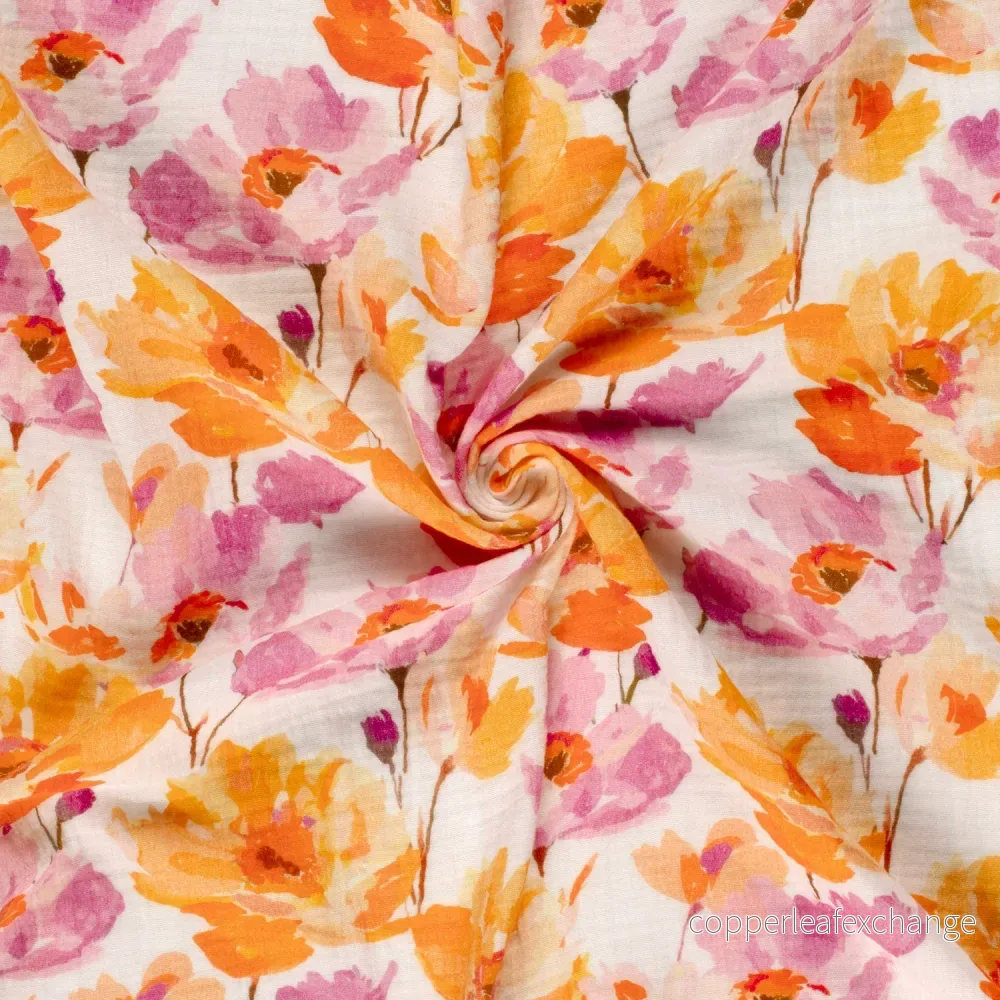 Patterned Muslin – Double Gauze – Watercolor – Flowers – 69/050