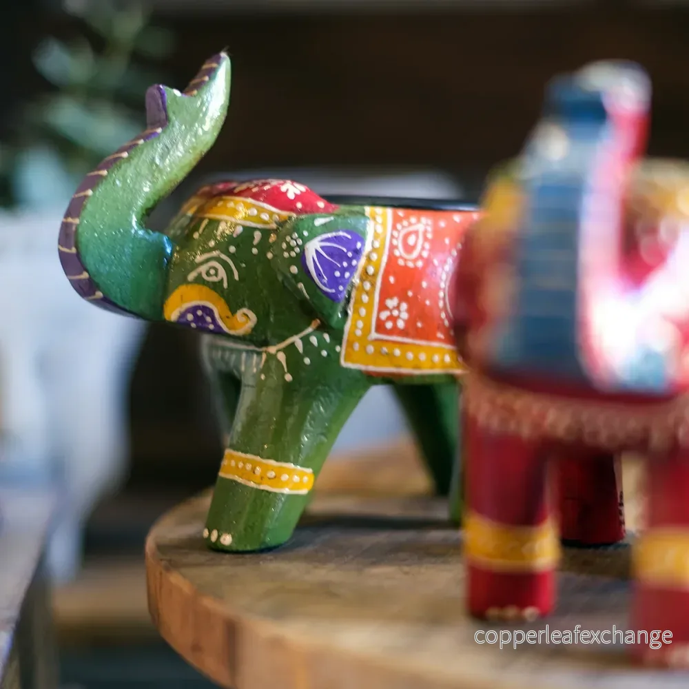 Värmeljushållare träelefant (flera färger) - Bild 2