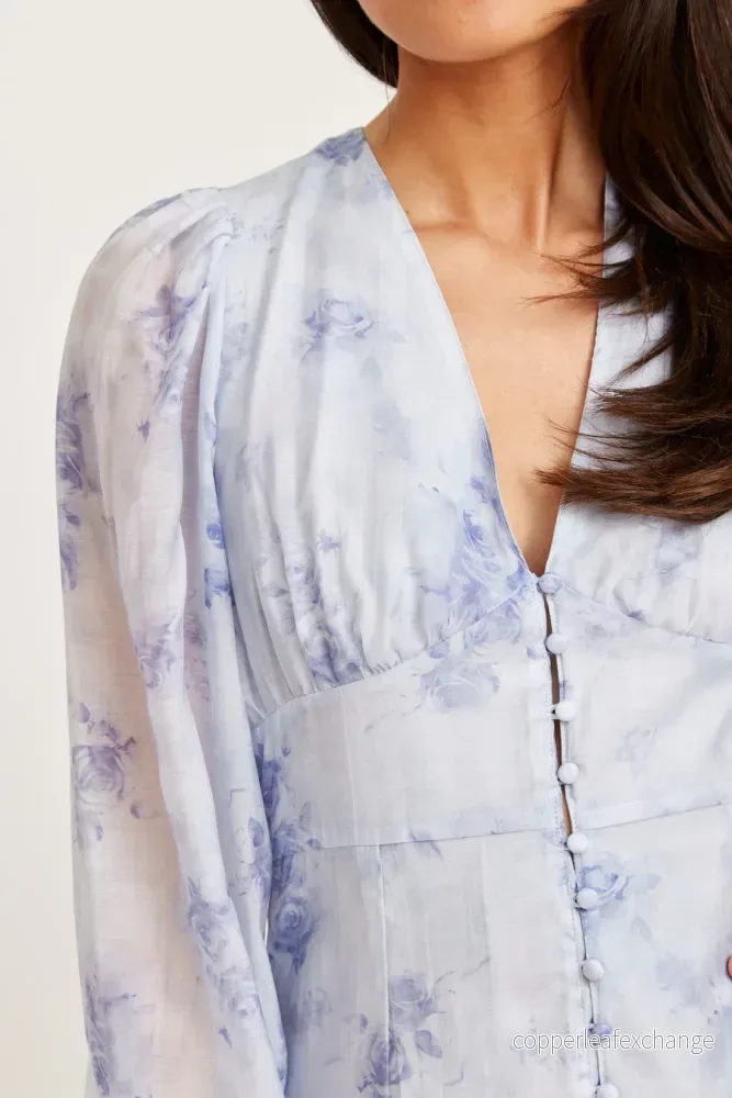 Dry Lake Aesthetic Dress Blue Flower Print - Bild 3