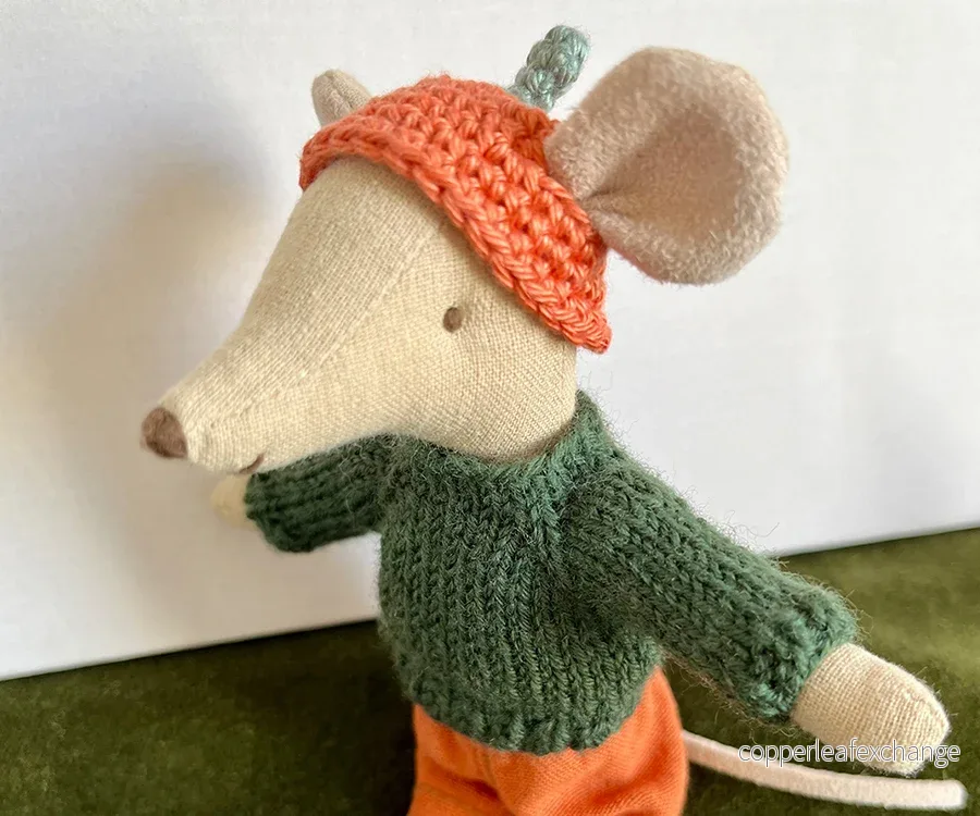 Miniatyr – Virkad pumpamössa, hatt för möss till Halloween pumpa, Halloweenpumpa - Bild 3