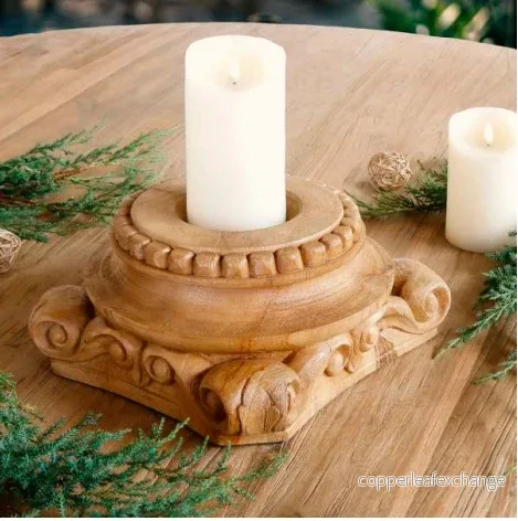 KAOMI Ljushållare Teak 26×26 cm – Rustik Ljusstake 3 Ljus KAOMI Ljushållare Teak 26×26 cm – Rustik Ljusstake 3 Ljus