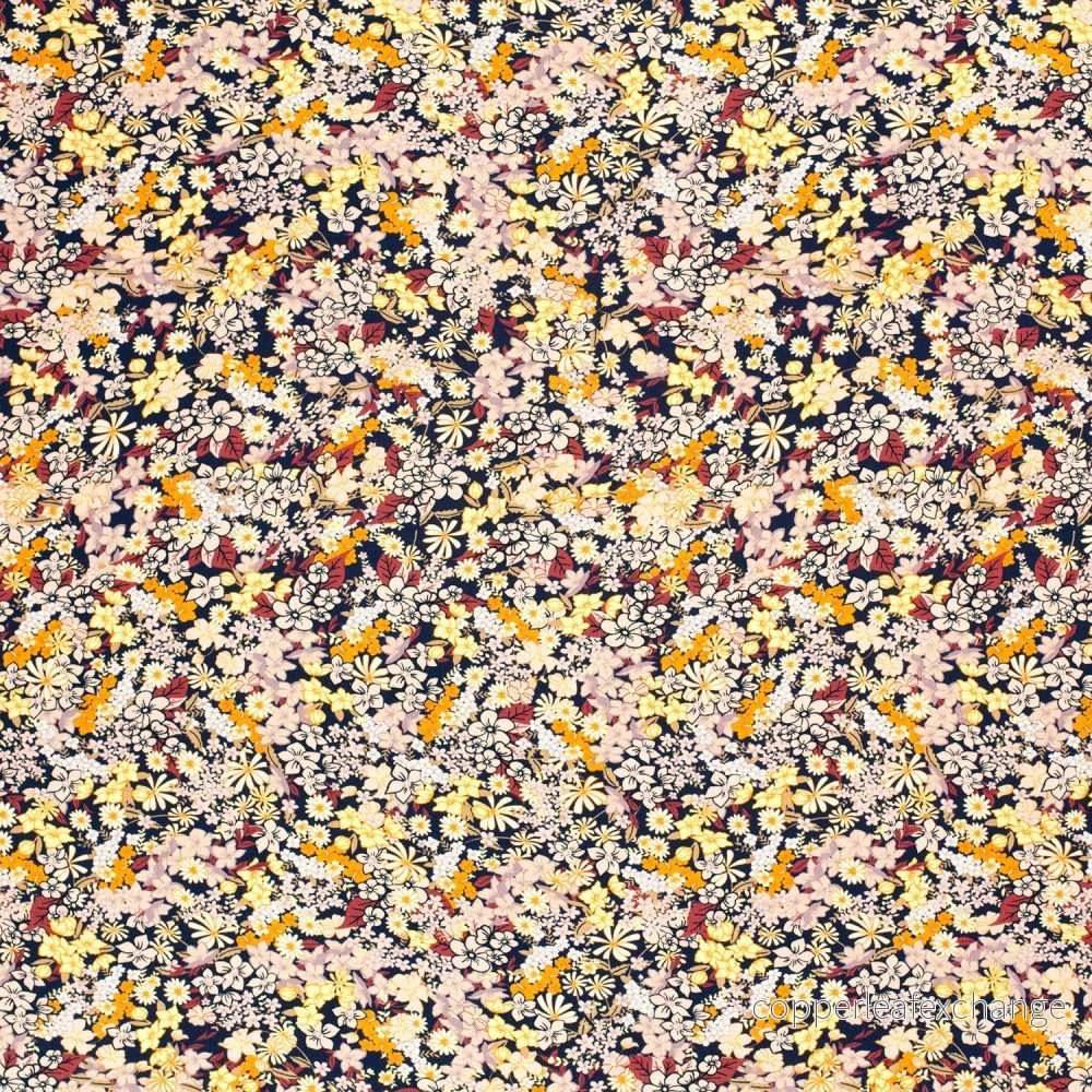 Patterned Viscose - Crepe - Small flowers - Navy - Bild 2