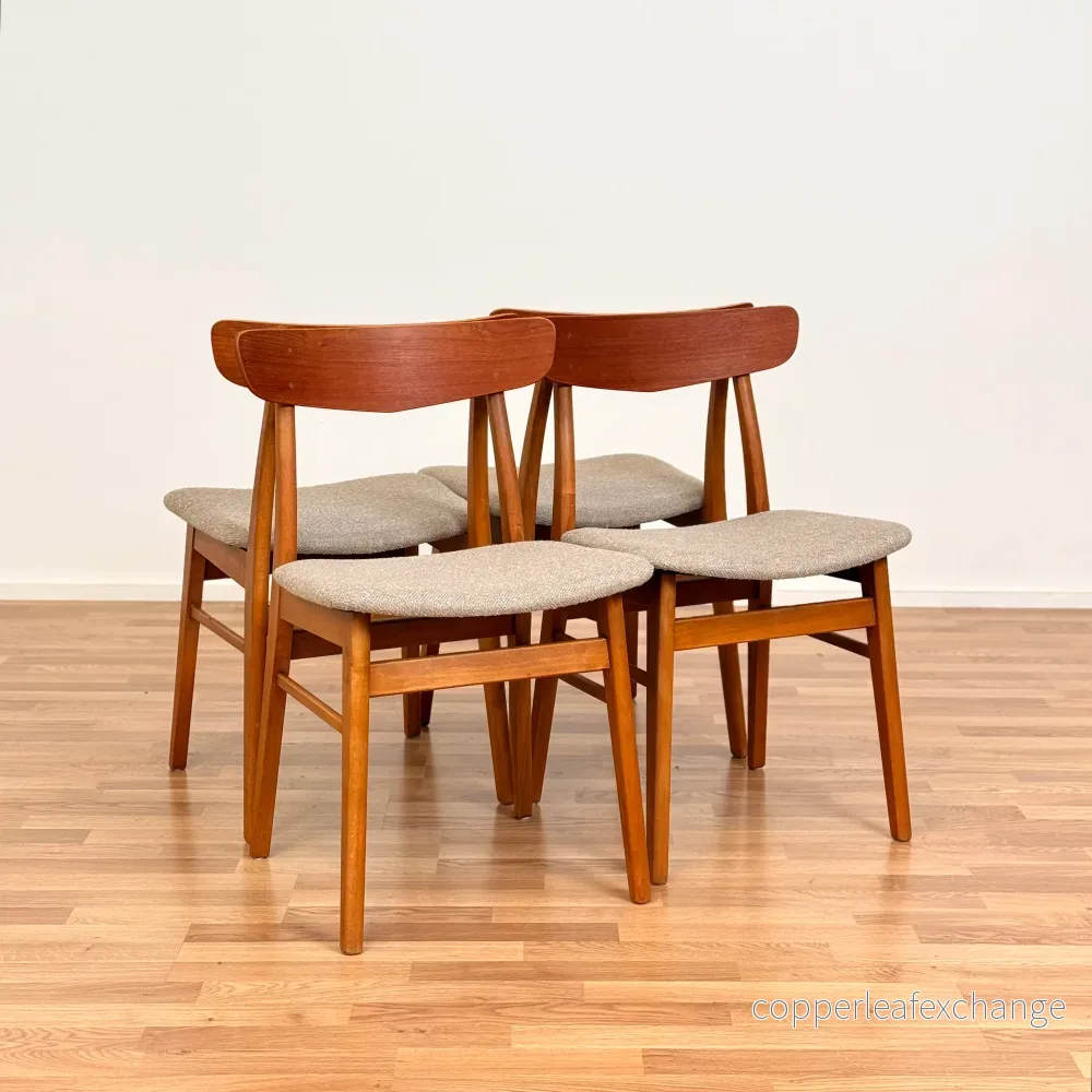 Set om 4 matstolar i teak och bok av Findahl, 1950-60-tal, Danmark