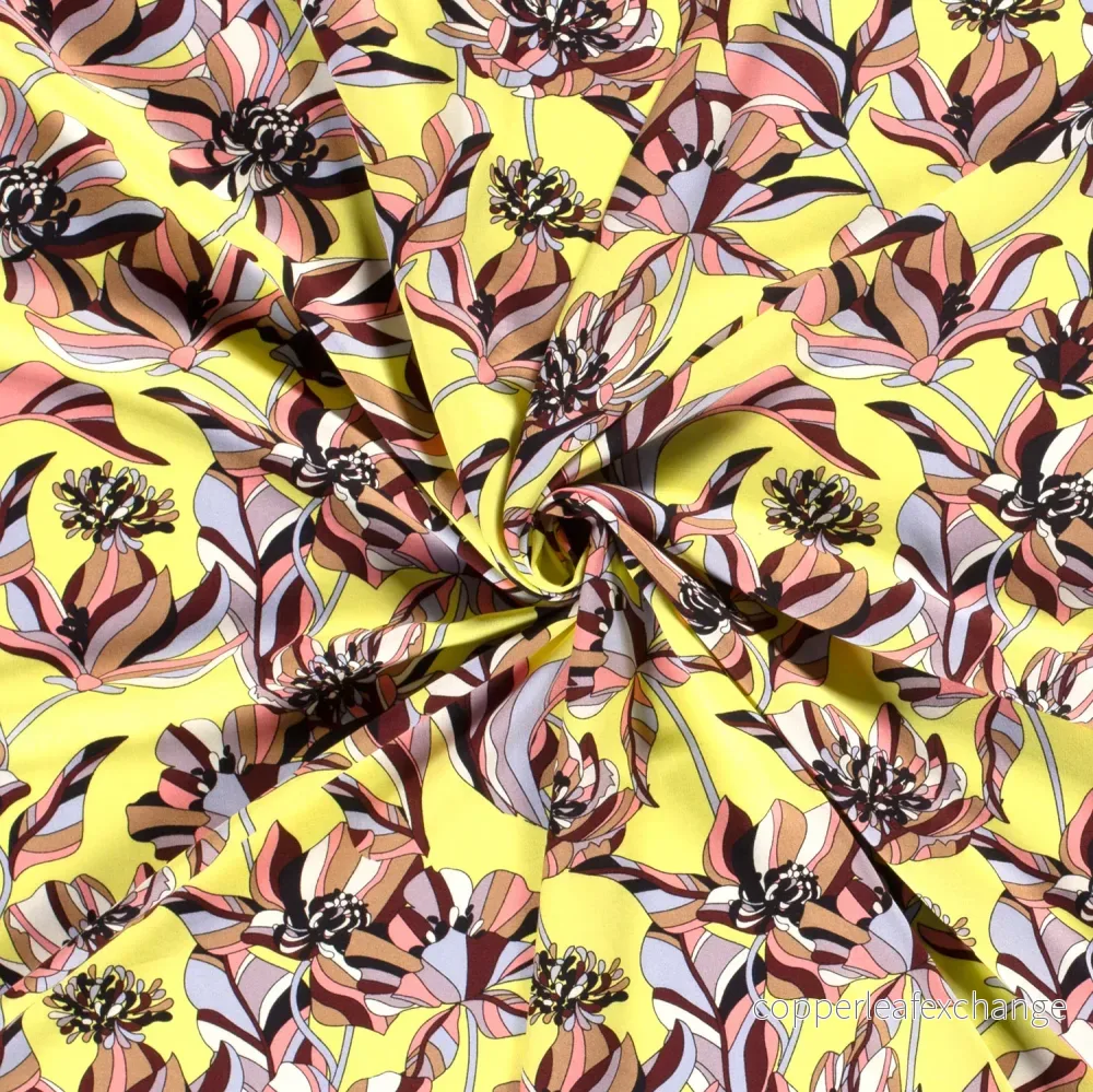 Patterned Viscose - Poplin - Flowers - Yellow - Bild 3