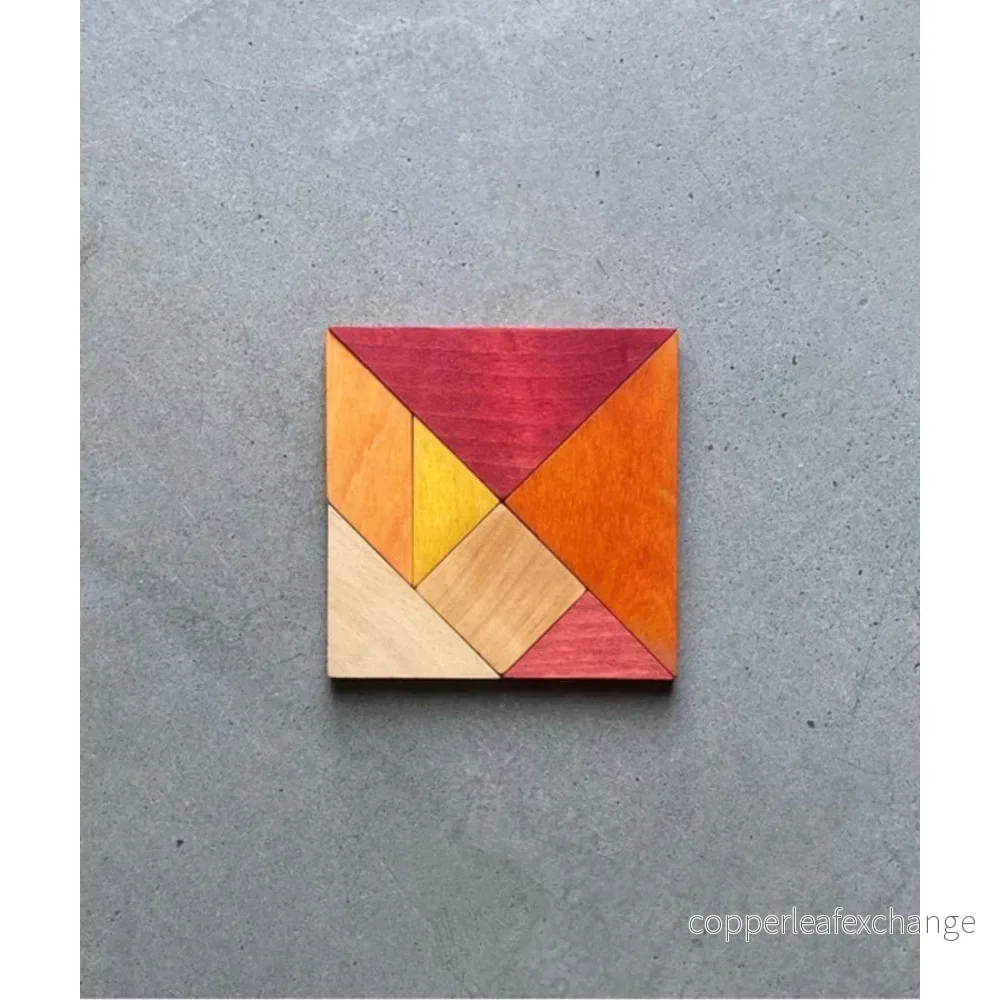 Tangram Pussel i Trä - Varma Färger - Bild 2