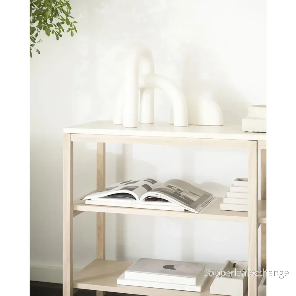Avlastningsbord Orwel, Beige travertin / Vitpigmenterad ek - Bild 2