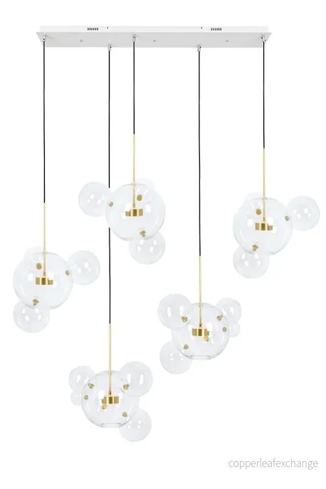 MOOSEE taklampa CAPRI LINE 5 guld - 300 LED, aluminium, glas