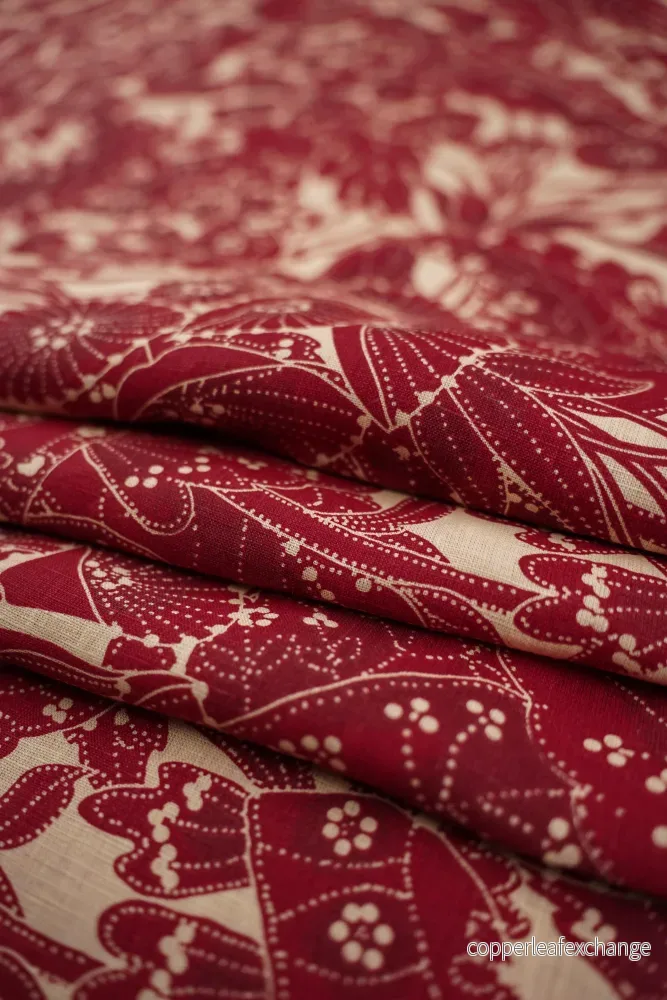 Deadstock – 285 cm wide – Linen – Flowers – Red – DI65
