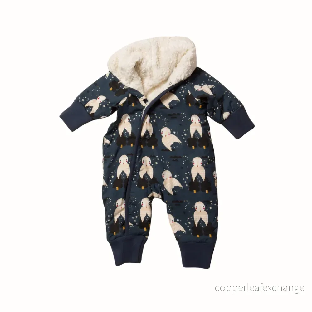 Babyoverall i sherpa – Winter Owls