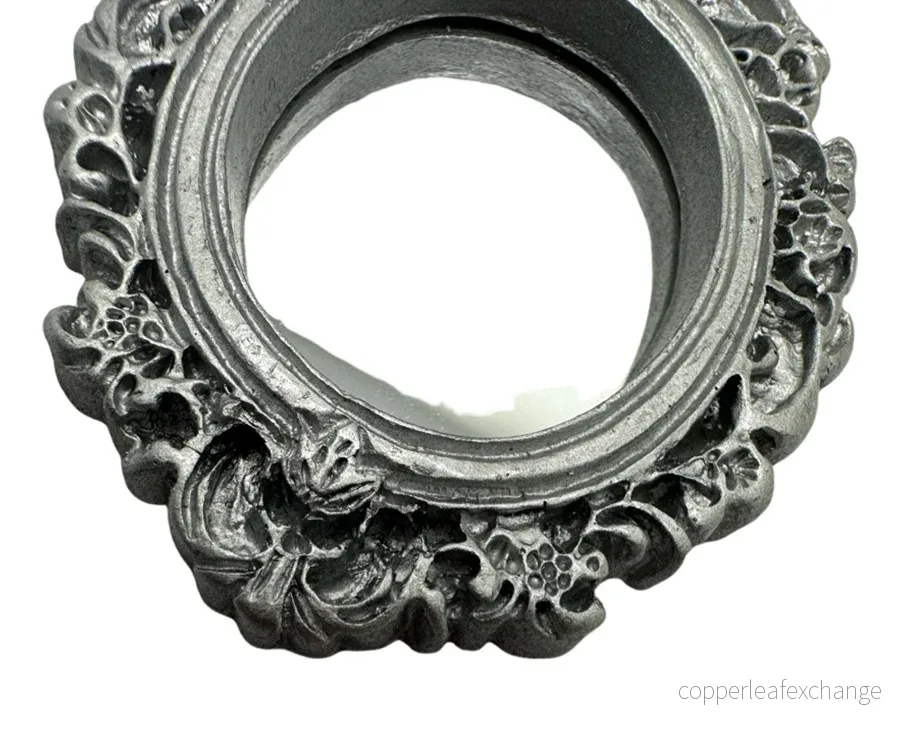 Miniatyr – Spegel i silver till dockhus, oval silverspegel - Bild 2