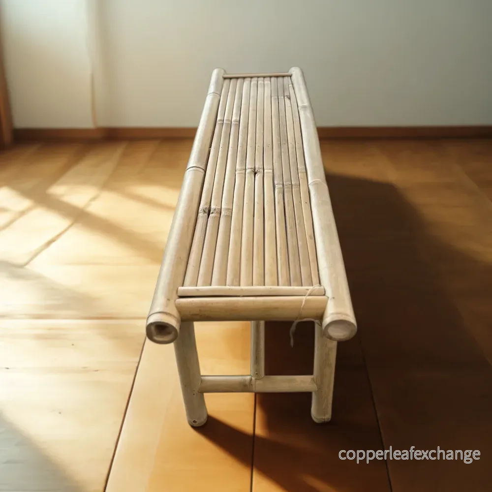 Karma BAMBU Bänk i Bambu – Stilren Träbänk 123cm för Inomhus & Utomhus - Bild 2
