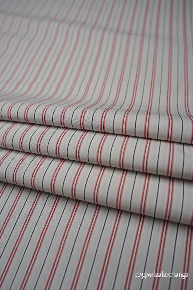 Deadstock – Shirt Fabric – Cotton – Stripe – Light Grey, Red – DS205