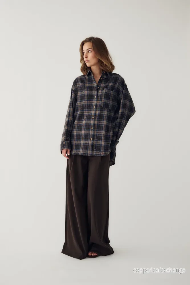 Marlon Shirt Brown Blue Check Marlon Shirt Brown Blue Check