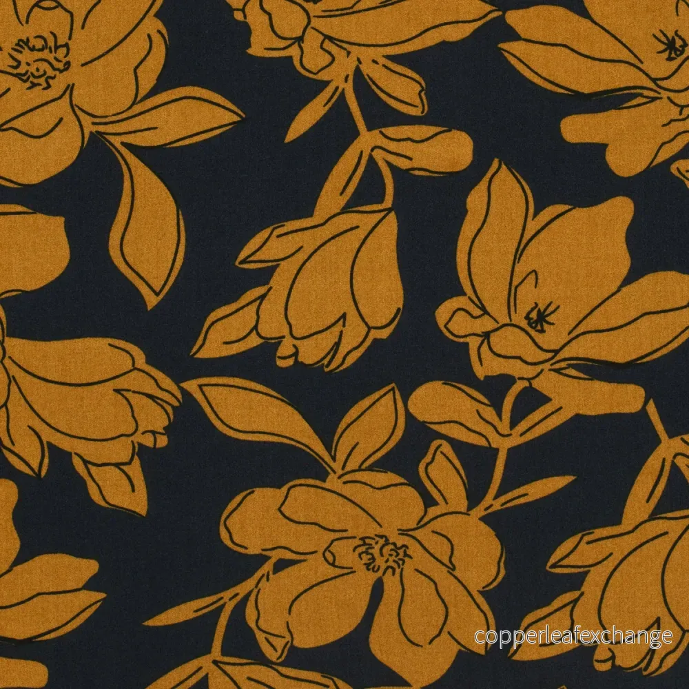 Patterned Viscose – Poplin – Flowers – Navy Patterned Viscose – Poplin – Flowers – Navy
