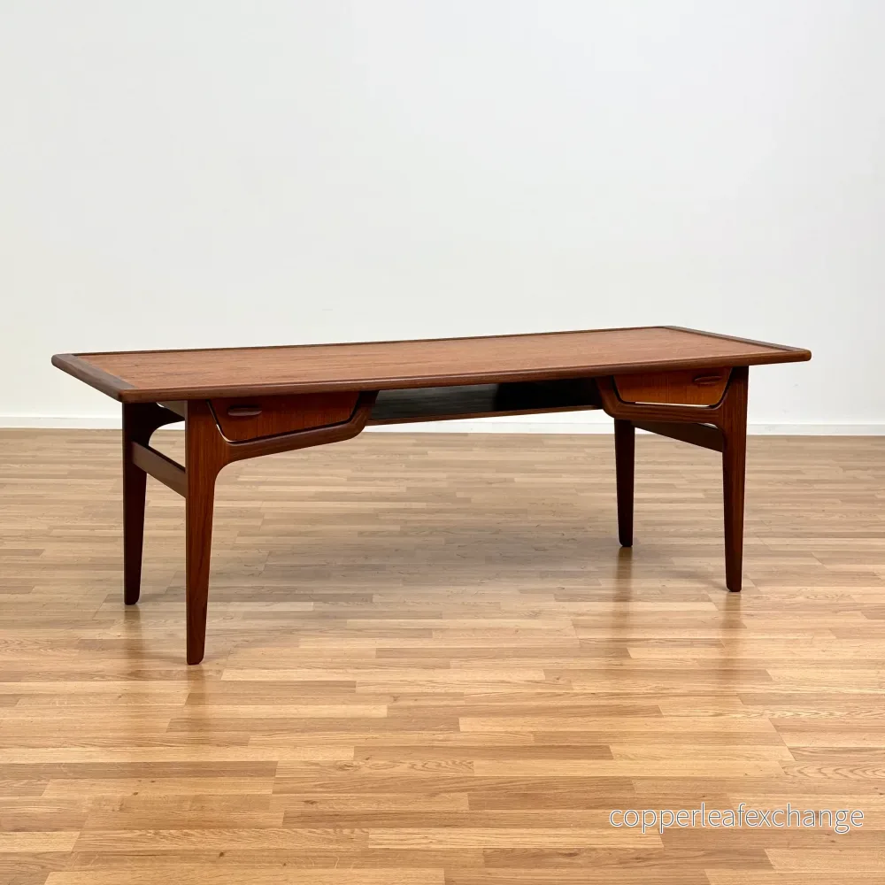 Soffbord med 4 lådor i teak, 1950-60-tal, Danmark